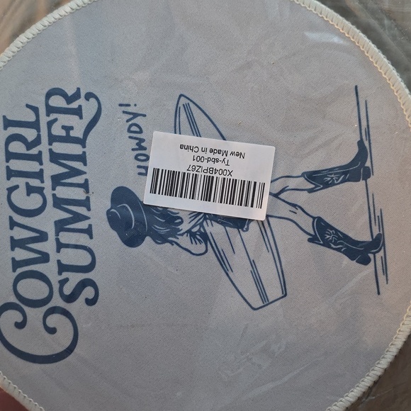 Cowgirl Summer Surfer 7.9x7.9 Small Round Mouse Pad - Picture 2 of 3